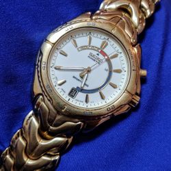 Seiko Vintage Gold Tone Full Lume Dial Kinetic Men's Watch For Parts or Repair