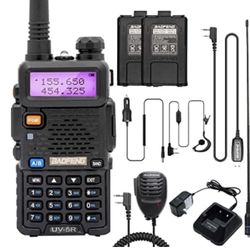 Baofeng UV-5R Ham Radio BaoFeng Radio Rechargeable Two Way Radios with Extra 1800mAh Battery, AR-771 Antenna Dual Band Handheld Radio 