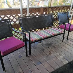 Patio Furniture Loveseat And 2 Chairs with Cushions