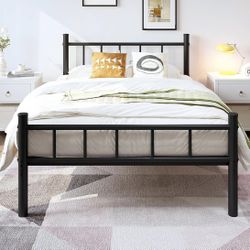 2 Twin Bed Sets – Metal Frames, Mattresses & Bedding Included