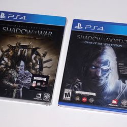 Sony PS4 Middle-Earth Shadow of War Gold Edition & Shadow of Mordor GOTY Video Game LOT 