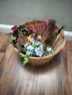 Basket with fake flowers