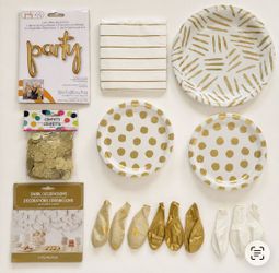 White & Gold Party Package – $12 🎉