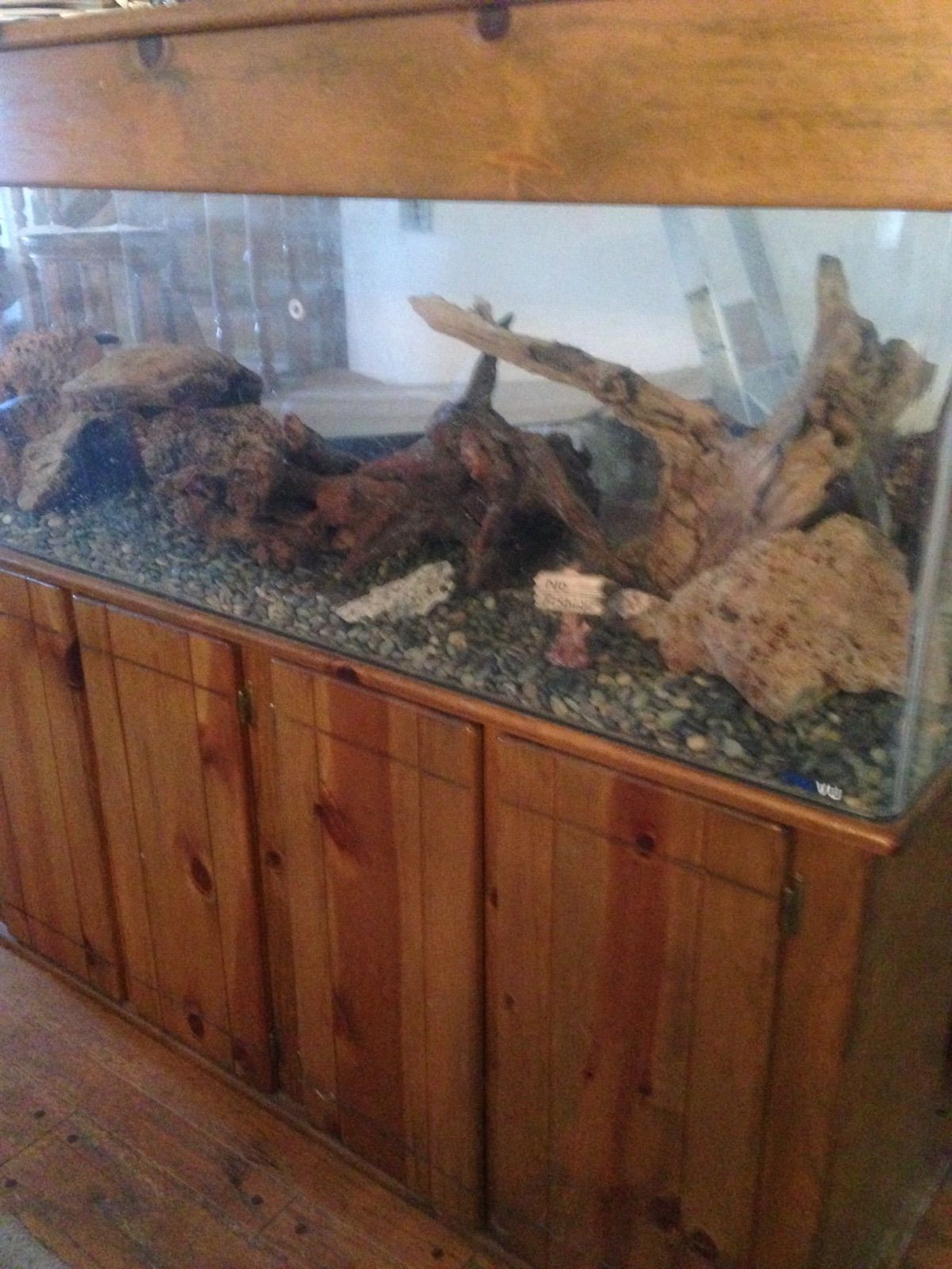 100 Gallon Freshwater TruVu Aquarium with Stand, Canopy, Lights, Magnum and power jets w undergravel Filters, Lava Rocks, Burl Wood