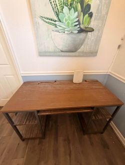 Desk with Shelves + Pull-Out Tray
