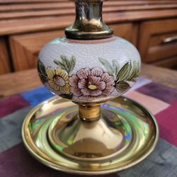 Vintage Brass And Ceramic Candle Lamp