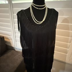 Flapper Gatsby Roaring 20’s Black dress/costume plus size  18/20