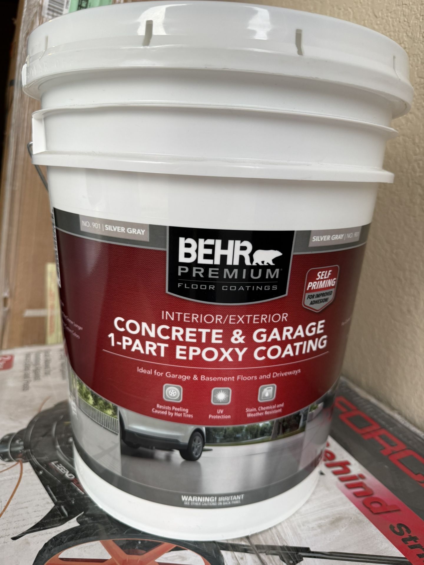 BEHR PREMIUM 5 gal. #901 Silver Gray Self-Priming 1-Part Epoxy Satin Interior/Exterior Concrete and Garage Floor Paint