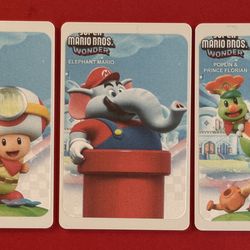 Super Mario Wonder Set Of 3 amiibo Cards Elephant / Toad / Poplin