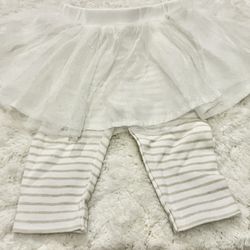 René Rofé baby 0-3m girl pants with tutu skirt - white with glitter look 