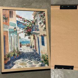 Italian Coastal Watercolor Scene - Single