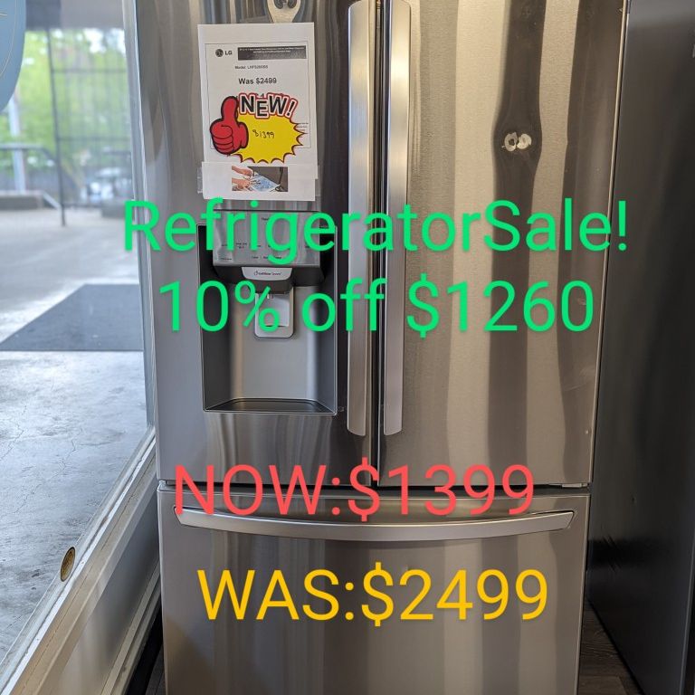 28cu French Door Refrigerator with External Water and Ice. Bottom Freezer with Craft Ice Dispenser 
