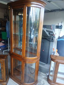 Oak curio cabinet