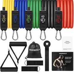 NEW! Resistance Bands Set 11 PCS Gym Equipment Workout Bands for Home with Handles Ankle Straps Carry Bag Stackable Fitness Exercise Bands for Women M