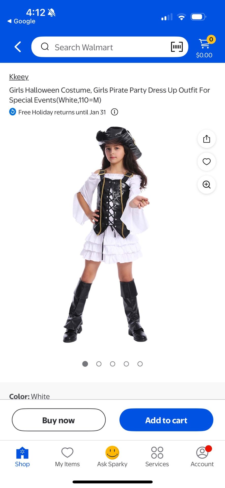 Girls Kids Halloween Costume Pirate Party