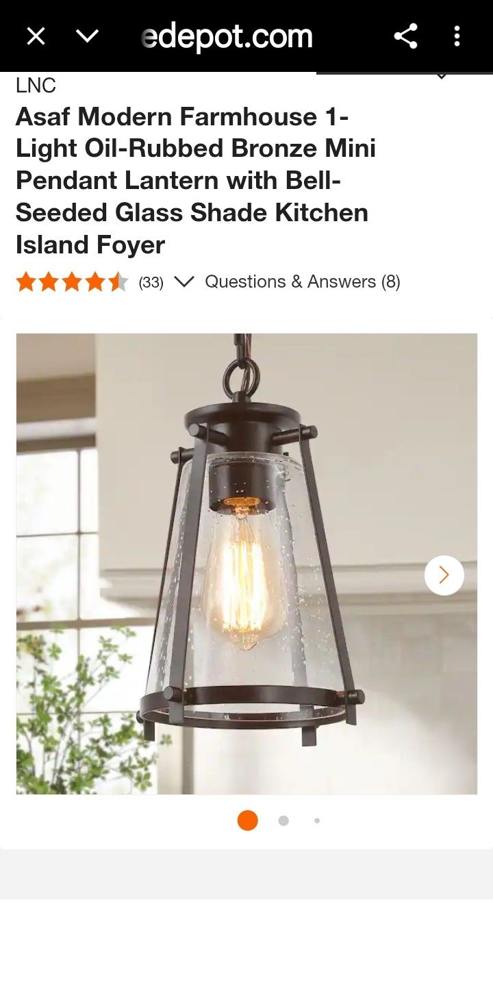 Asaf Modern Farmhouse 1-Light Oil-Rubbed Bronze Mini Pendant Lantern Ret. $99.99