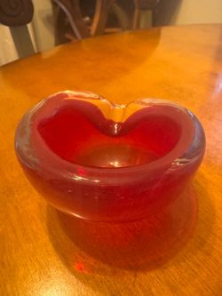 Vintage Mid Century Murano Ruby Red Glass Ashtray