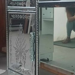 Gorgeous Antique Art Deco Etched Desk Tavle, Delivery