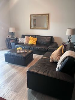 Sofa set Black Leather Kivik IKEA