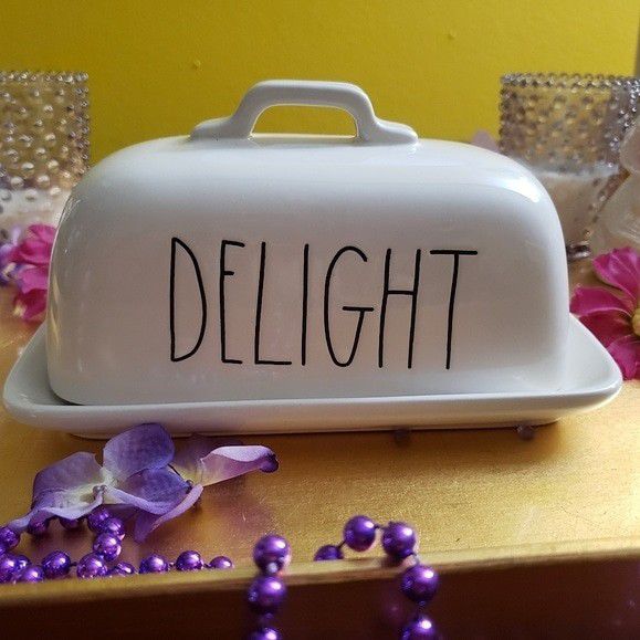 NWT Rae Dunn Smooth Delight Butter Dish Large Letter