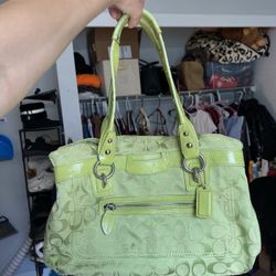 Coach A1093-F14892 Penelope Lime Green vintage Shoulder Satchel purse hobo handbag with silver accents