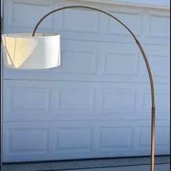 West Elm Arch Lamp Brass White Linen Shade