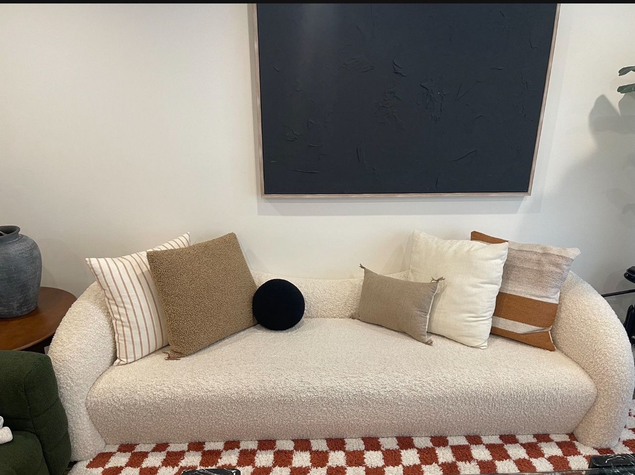 White/ Cream Boucle Sofa - Pillows Not Included