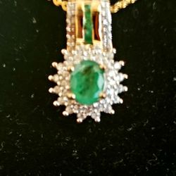 Natural Zambian Emerald Sunburst Pendant