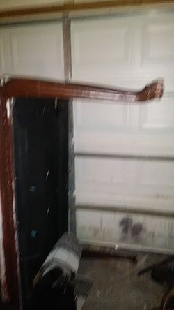 wooden table. 4 Metal and canvass chair