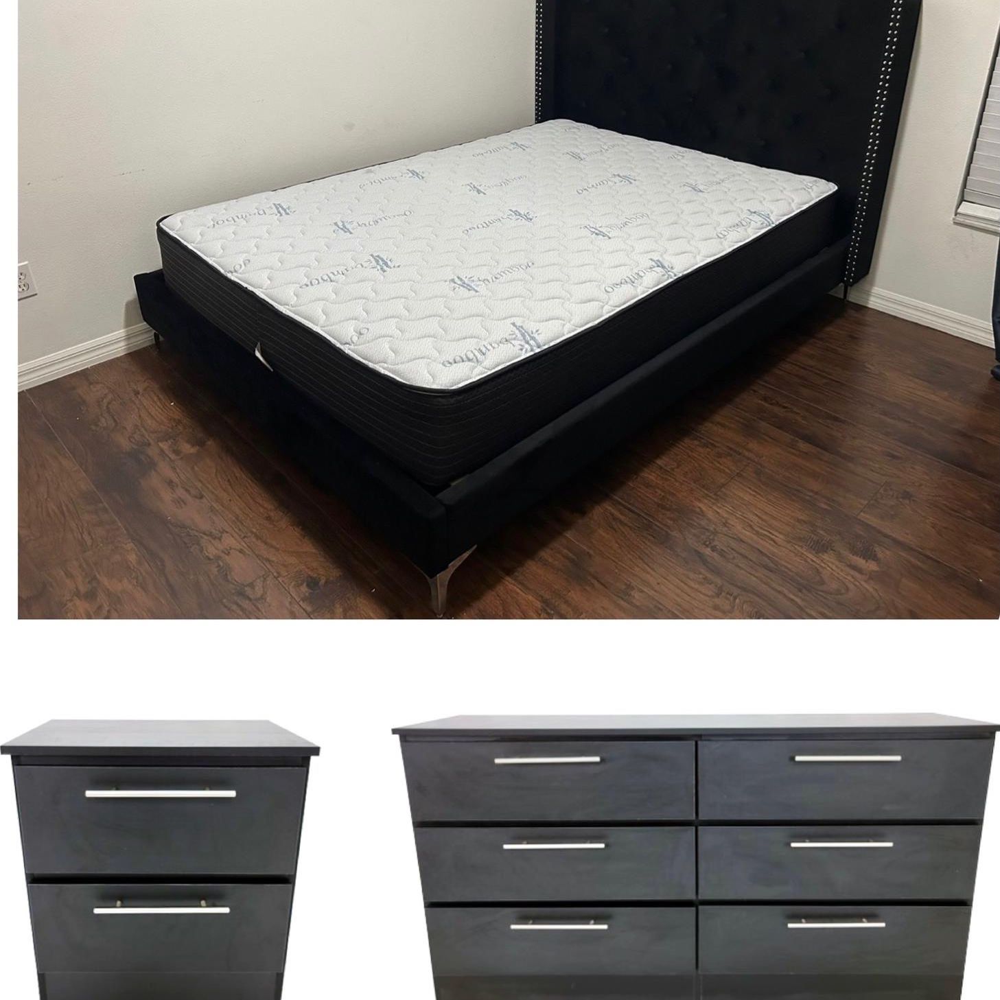 New Queen Bed Frame And Mattress And Dresser And 1 Nightstand And Free Delivery 🚚 