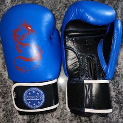 WAKO 10 oz Boxing Training Kickboxing Amateur Gloves Blue Muaythai MMA