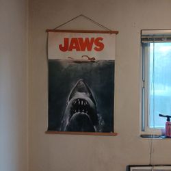 Jaws Movie Poster with Wood Frame - Classic Wall Art