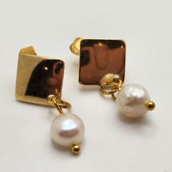 Gold Pearl Drop Earrings