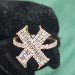 INTIAL "X"  VVS D MOISSANITE  ROSE GOLD ON  925 STERLING SILVER 