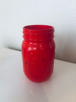 Red Painted Mason Jar