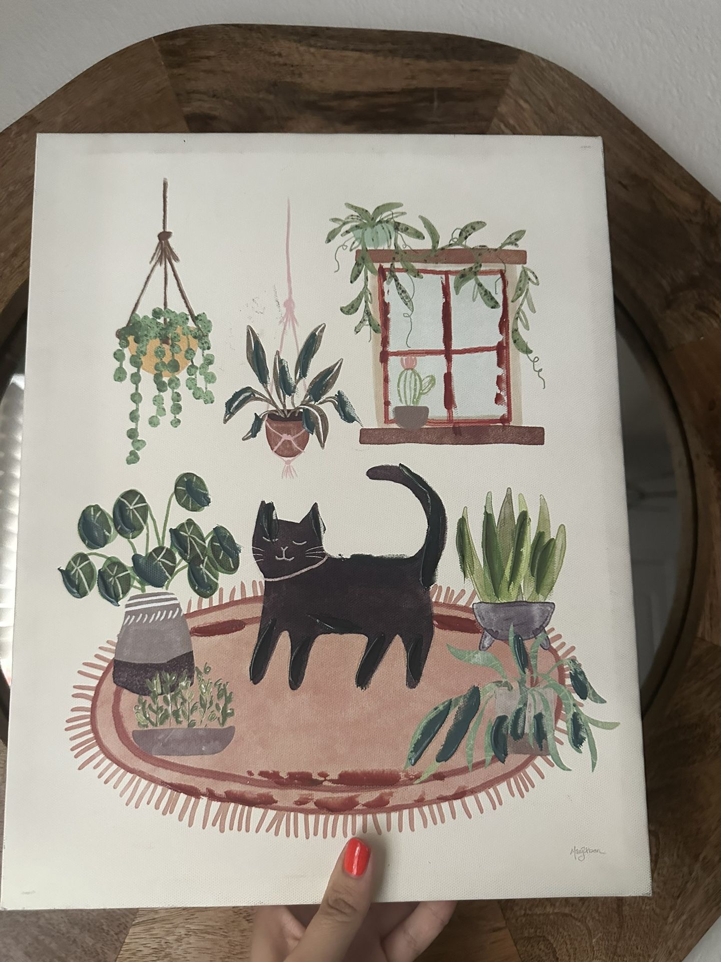 Adorable Black Cat Wall Art Decor Canvas