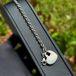 Jewelry TOUS Italian sterling silver 925 bold rolo chain bracelet with heart charm 5.75mm 6.5”