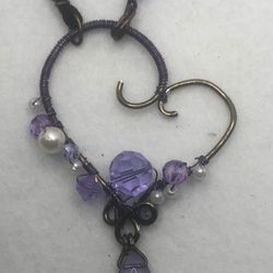 Wire Wrapped Heart Necklace With Swarovski Crystals
