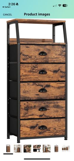 Vasicar Fabric Dresser With 5 Drawers
