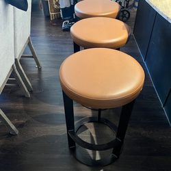 Stools- (3)Leather and Metal 
