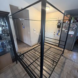 New Full Size Metal Canopy Bed Frame In Black  