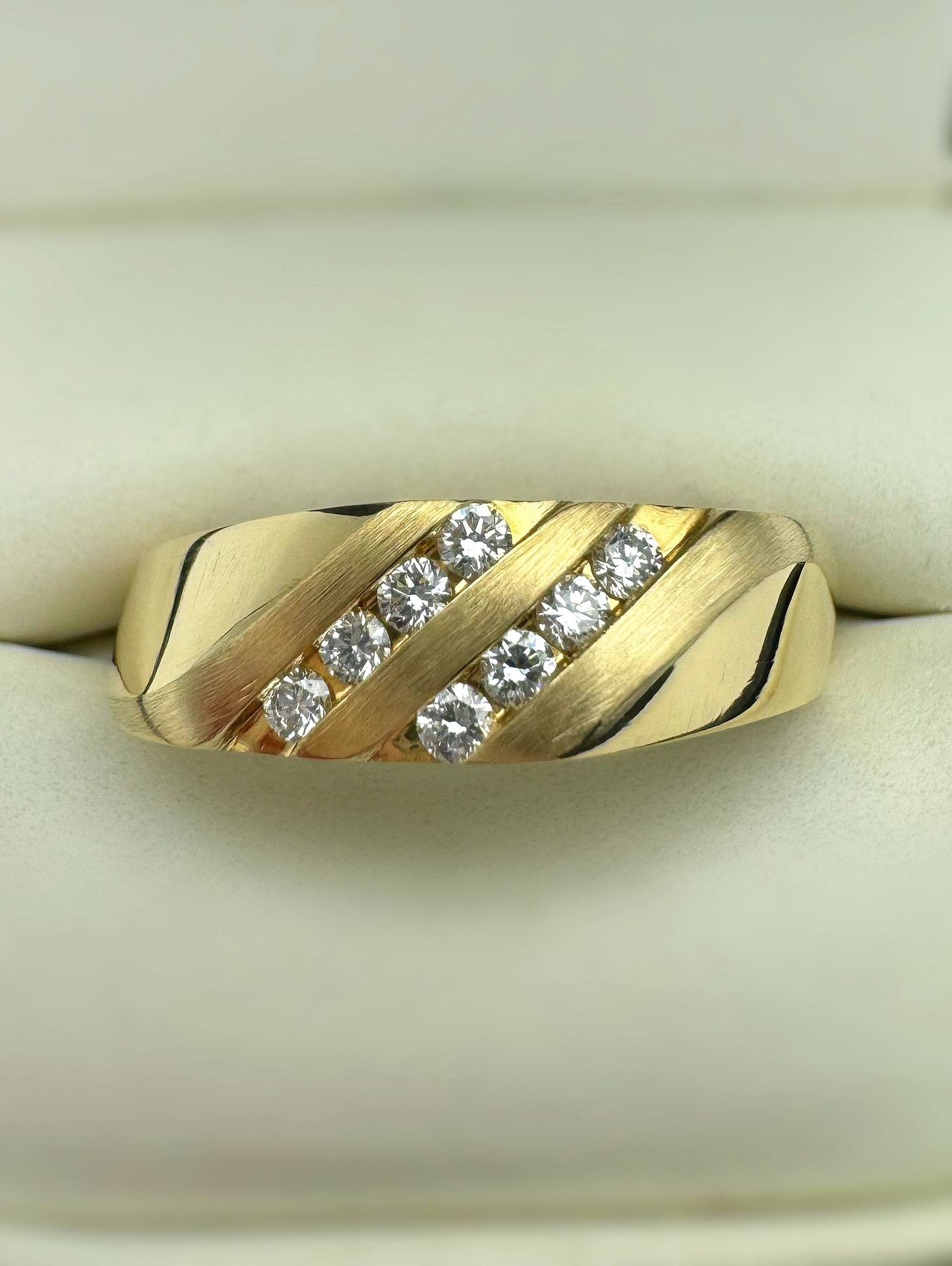 14k Yellow Gold 2-Row 0.5CTW Natural Diamond Wedding / Anniversary Band / Cocktail Unisex Ring sz 9.75