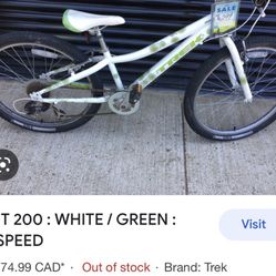 Trek MT200 Girls 7speed  24”  White & Lite Green