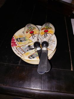 Cafe Dishes And Cheese Knifes