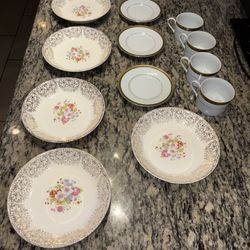 12 Pc China Tea Set 22k And 24k Gold 