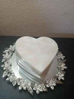 EXQUISITE Set of 4 Alabaster 4" Heart shaped Coasters From Italy
