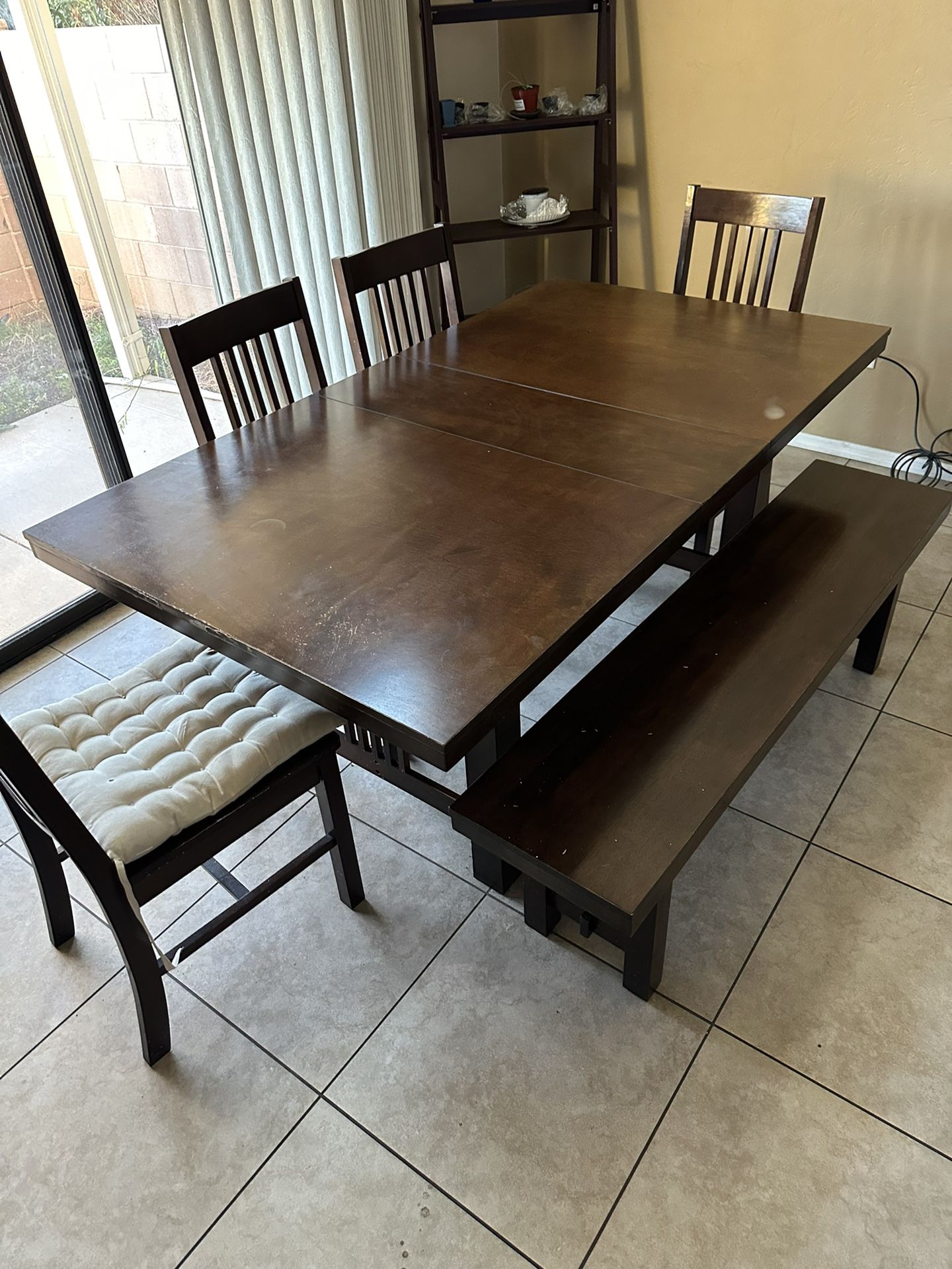 Wooden Dining Table With Bench