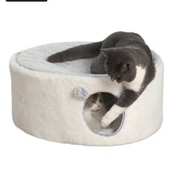 Cat Beds for Indoor Cats Enclosed House Hideaway Raised Kitty Hammock Large with Washable Cover Kitten Cave Pet Hut Puppy Condo Cubby Plush Cushion
