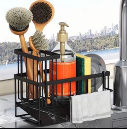 Black Metal Kitchen Sink Caddy Organizer