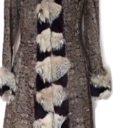 Sheared mink/ Fox Trimmed Full Length Coat 